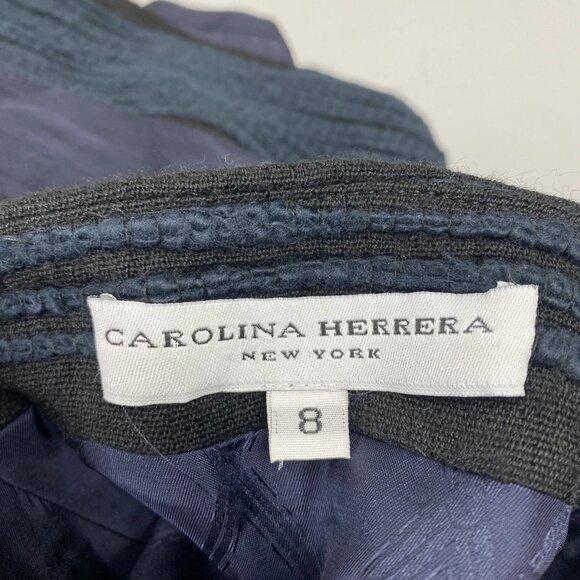 NEW CAROLINA HERRERA Women’s Mixed-Fabric Tweed Knee-Length Skirt Navy/Black – 8 - Picture 11 of 11